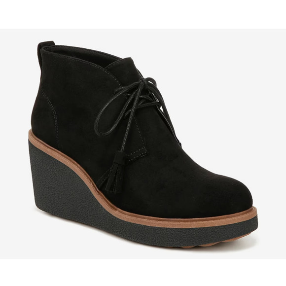 Dr. Scholl's Aurora Wedge Booties 8 Black NWOT Boots Ankle Dr Scholls Comfort - Picture 1 of 7